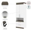 Bestar Orion 30W Storage Cabinet with Pull-Out Shelf, White & Walnut Grey 116164-000017